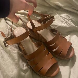 Charlotte Russe Tan Wedge Sandals